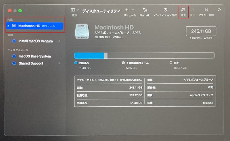 フォーマット画面