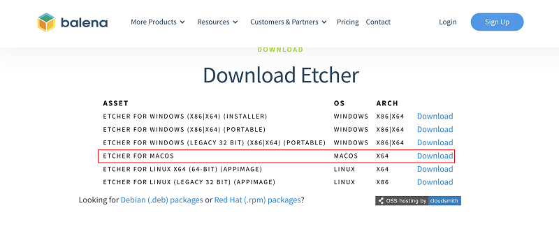 Etcher Mac版をダウンロード