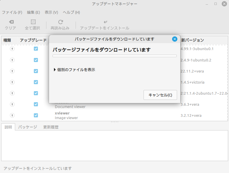 パッケージファイルをダウンロード