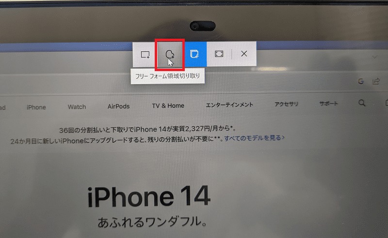 フリーフォーム領域切り取り