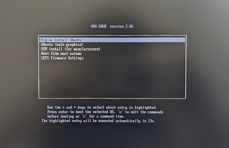buntu bootを選択する