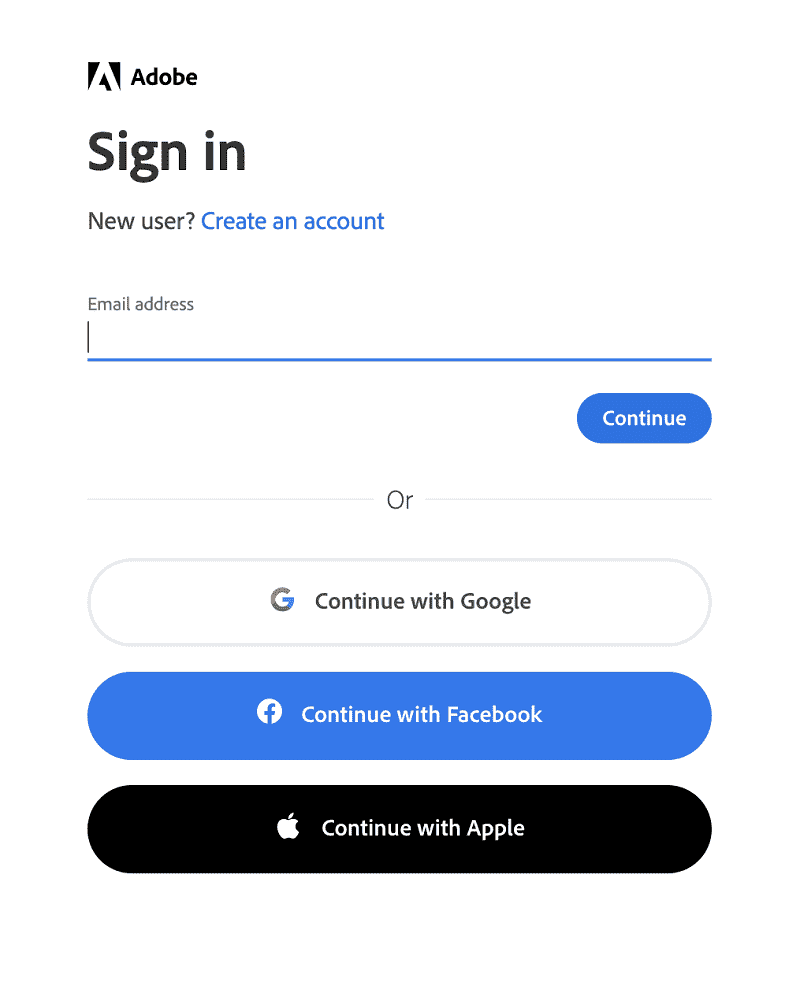 AdobeIDサイトへサインイン