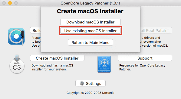 Use existing macOS Installer