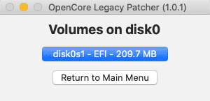 Open CoreLegacy PatcherインストールEFI