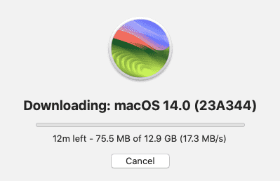 macOS 14 Sonoma ダウンロード中