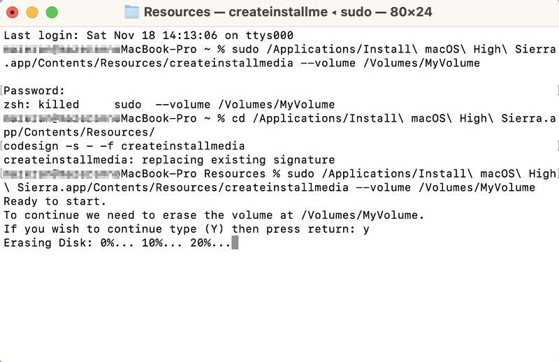 createinstallmediaコマンドの実行
