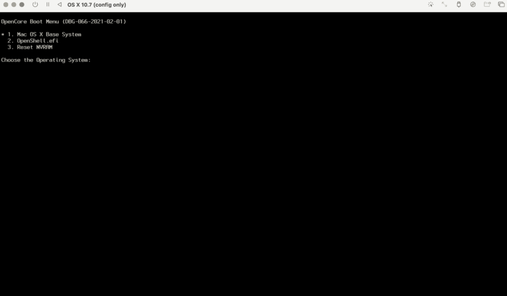 1.Mac OS X Base Systemを選択