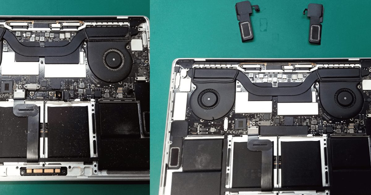 MacBookPro15inch 2017の音割れによる、スピーカー交換