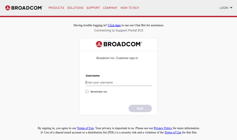 BROADCOM LOGIN