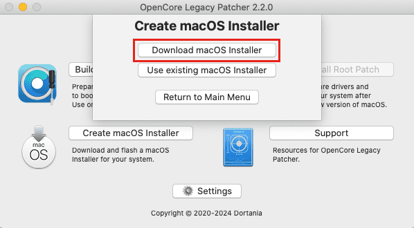 Download macOS Installerを選択します。