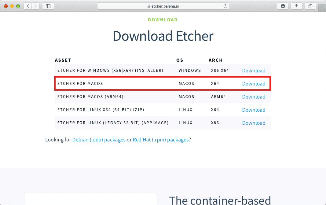 ETCHER FOR MACOSを選択