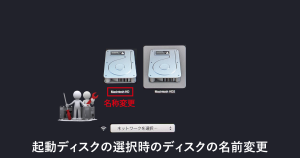起動ディスクの選択時（スタートアップマネージャー）のディスクの名前変更