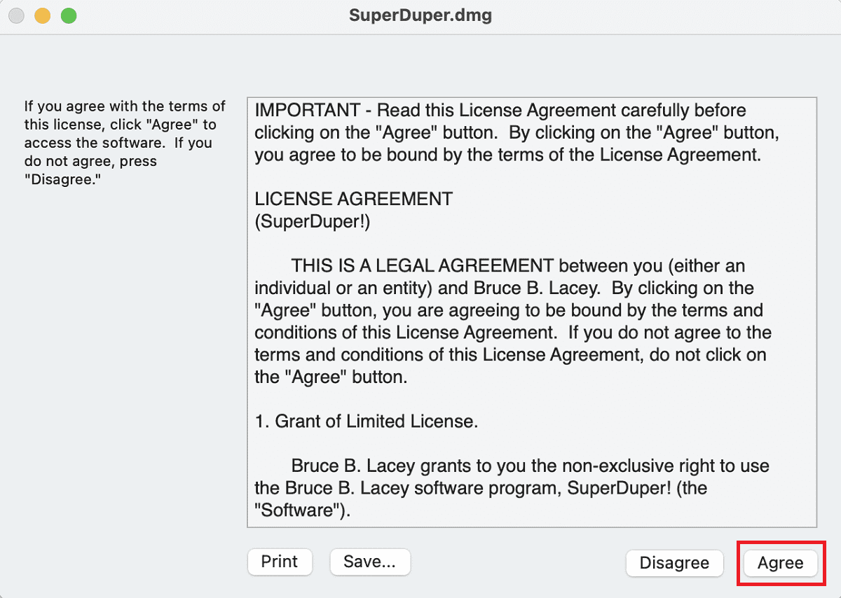 LICENSE AGREEMENTをクリック