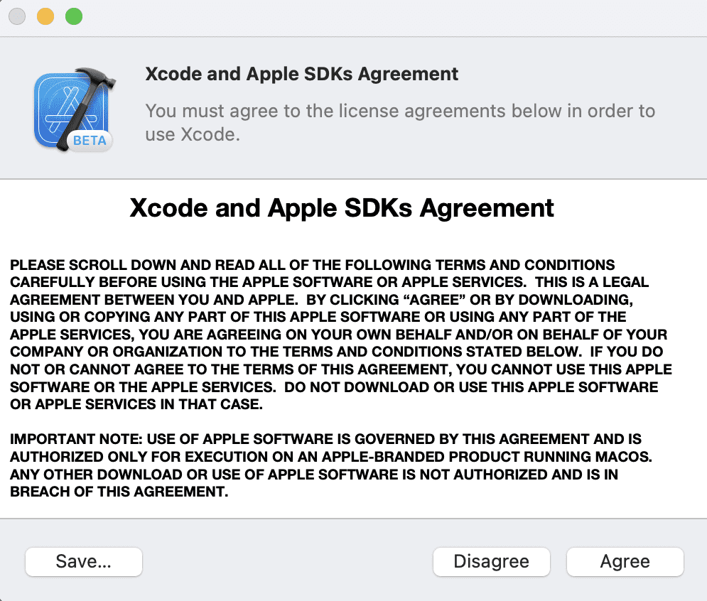 Xcode and Apple SDKs Agreement