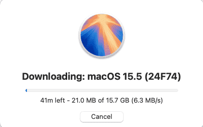 Downloading macOS 15.5