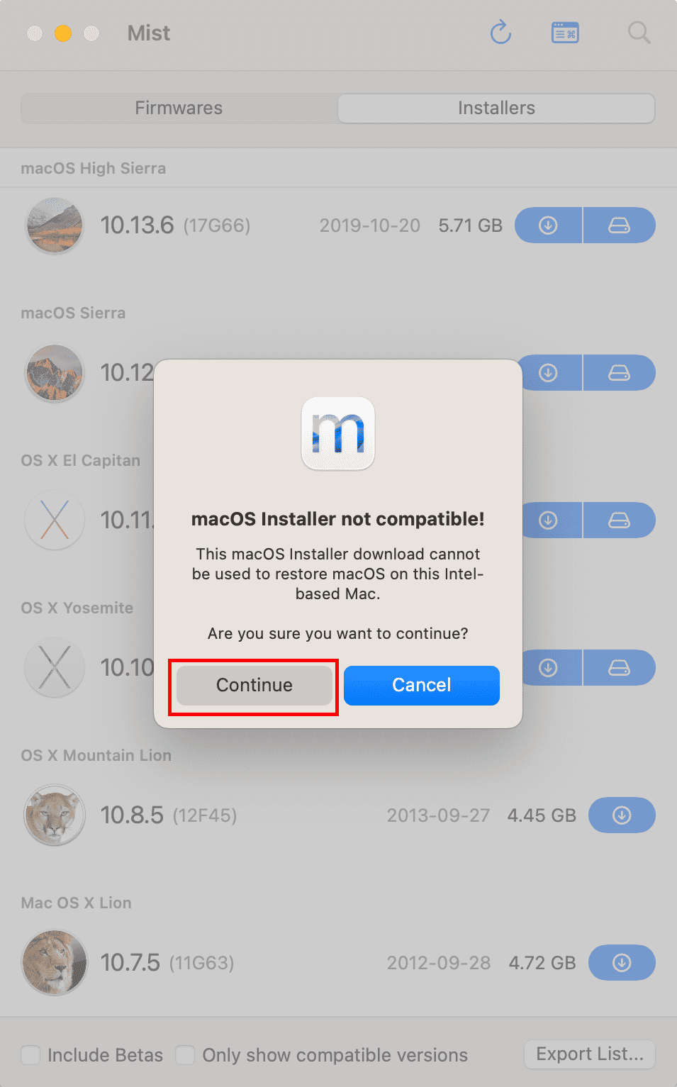 macOS installer not compatible!