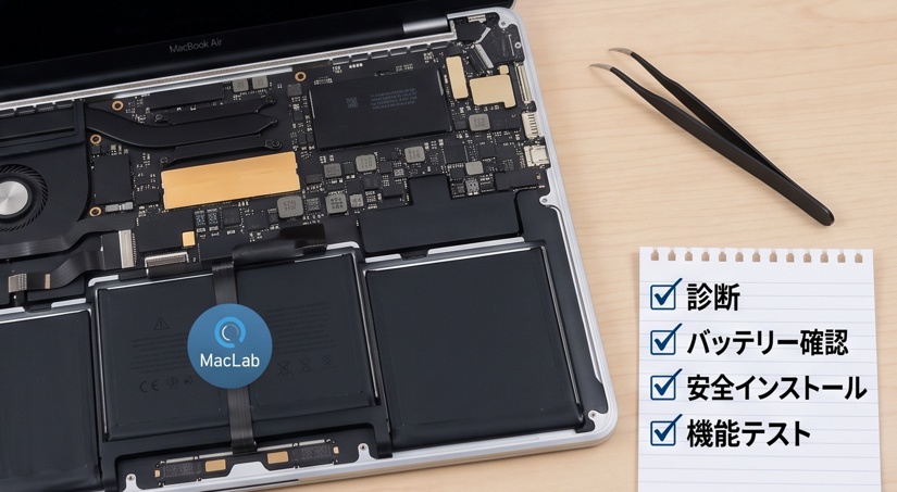 MacLabでのMacBookバッテリー交換修理の流れ