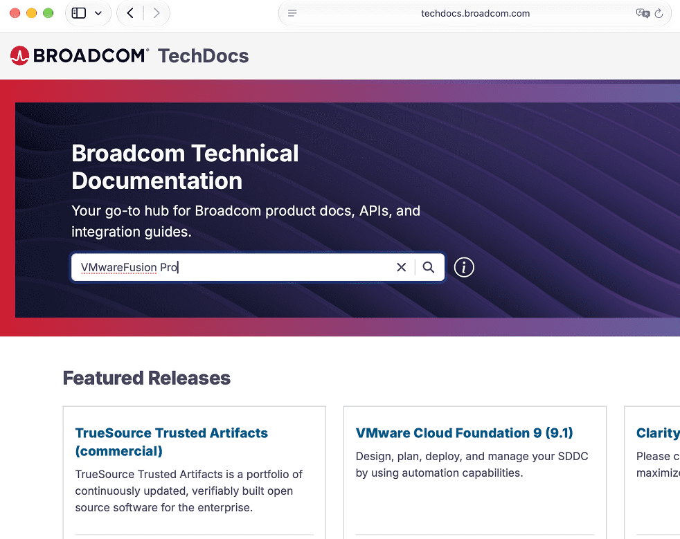 Broadcomのドキュメント・ポータルサイト