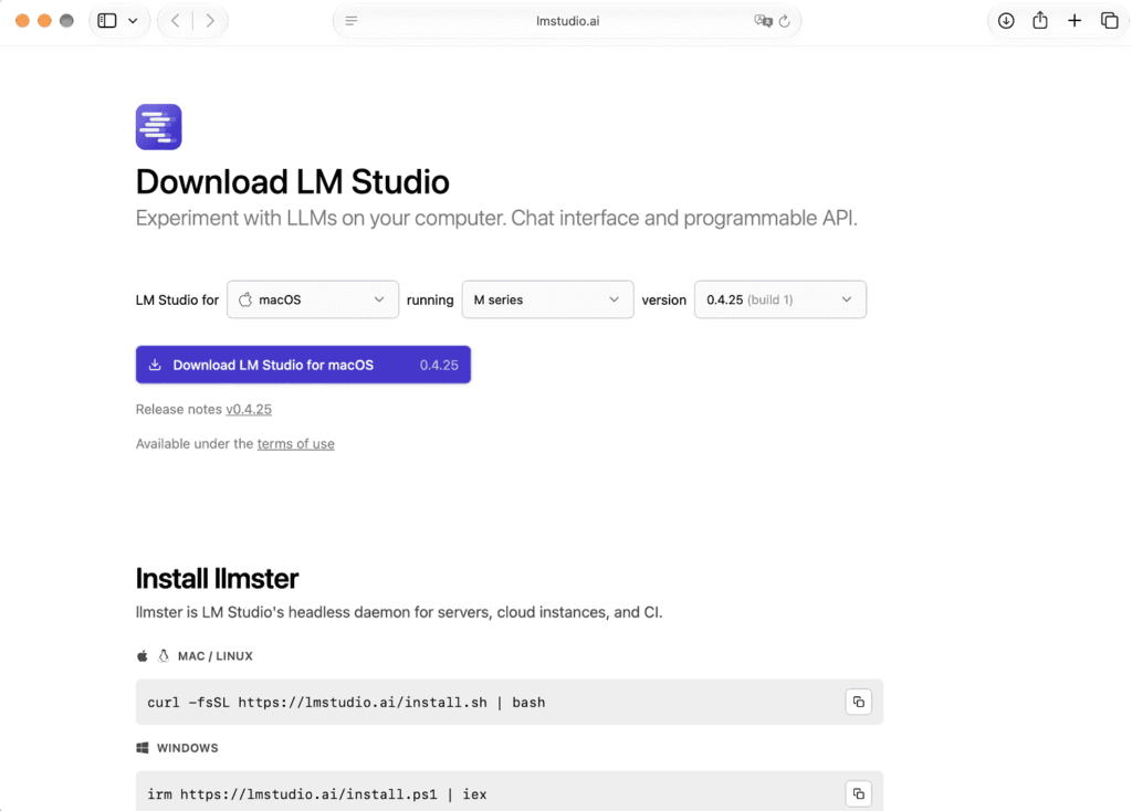 Mac向けAIアプリ LM Studioをダウンロードする