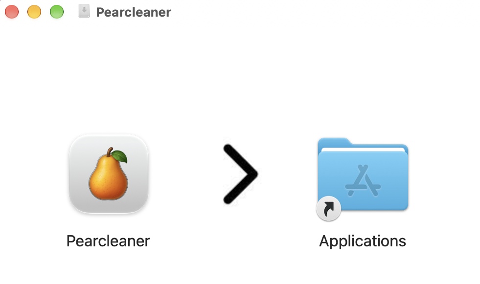 PearCleanerアイコンをApplicationsフォルダへドラッグ&ドロップする画面